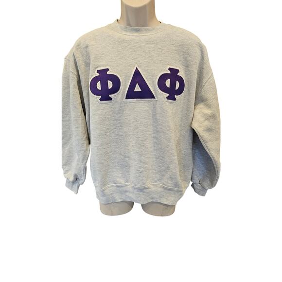 Jerzees super sweats USA made phi delta theta fraternity sweater vintage 90s L+ - Picture 1 of 7